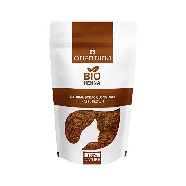 Orientana HENNÉ Orientana - Organic Noisette Henna Powder | Natural Vegan | Colore Les Cheveux En Brun Clair À Moyen | Stimul