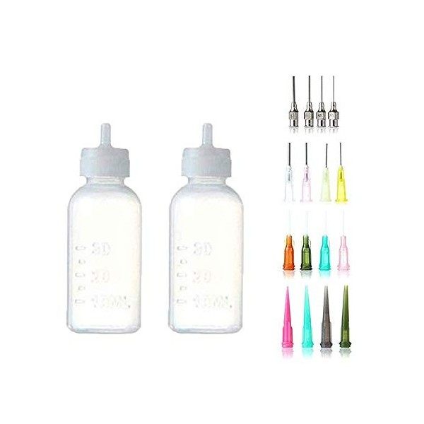 CAILI Bouteille en plastique de tatouage,Tip Precision Applicateur Set bouteilles Contient 2 bouteilles applicateurs vides av