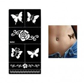 Florence Lot de 8 feuilles de tatouage Motif fleurs et papillons