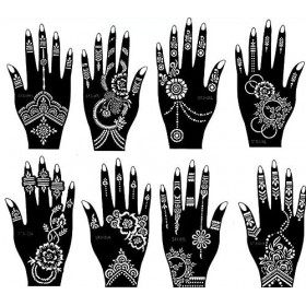 Mahal Lot de 8 pochoirs de tatouage au henné