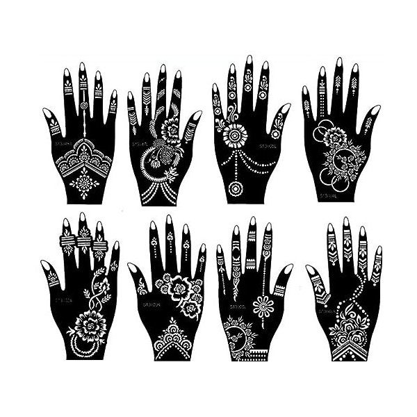 Mahal Lot de 8 pochoirs de tatouage au henné