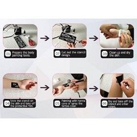 Mehndi Tatouage Pochoir pour le corps Mehndi Tatouages au henné - à usage unique S206 - pour tatouage au henné, tatouage pail