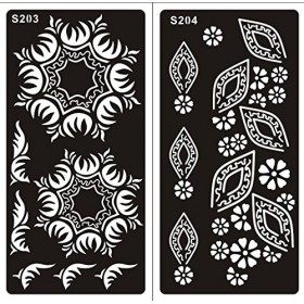 Lot de 10 pochoirs Mehandi Dora au henné - À usage unique pour le corps - Convient également pour les tatouages à paillettes 