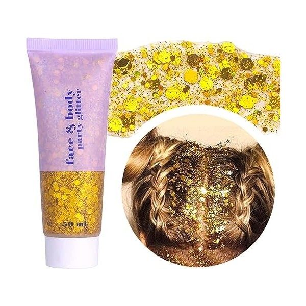 Gel Paillettes corps 50g, liquide scintillant épais de sirène, gel scintillant à paillettes longue durée pour anniversaire de