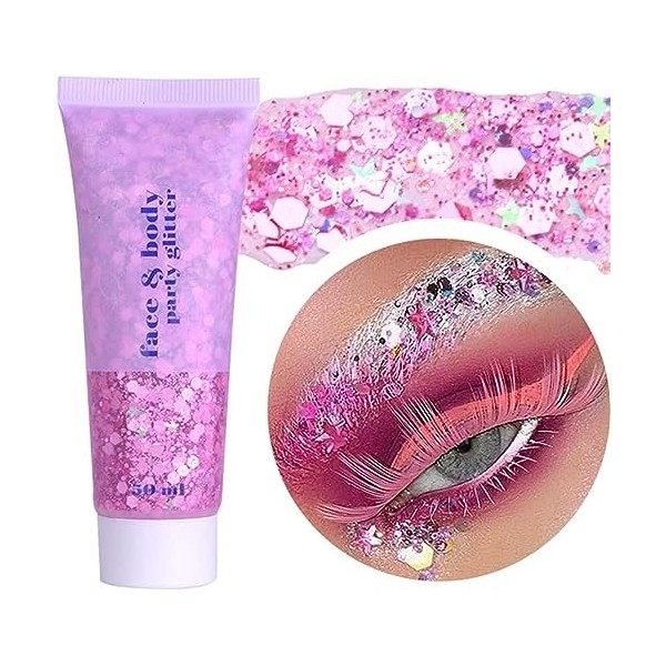 Gel Paillettes corps 50g, liquide scintillant épais de sirène, gel scintillant à paillettes longue durée pour anniversaire de