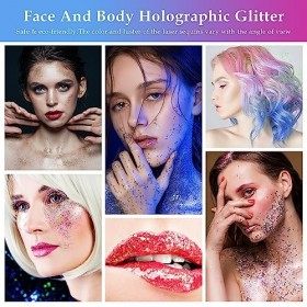 Giantree paillettes pour le visage corps, 12 couleurs hex visage paillettes set visage ongles cheveux corps paillettes access