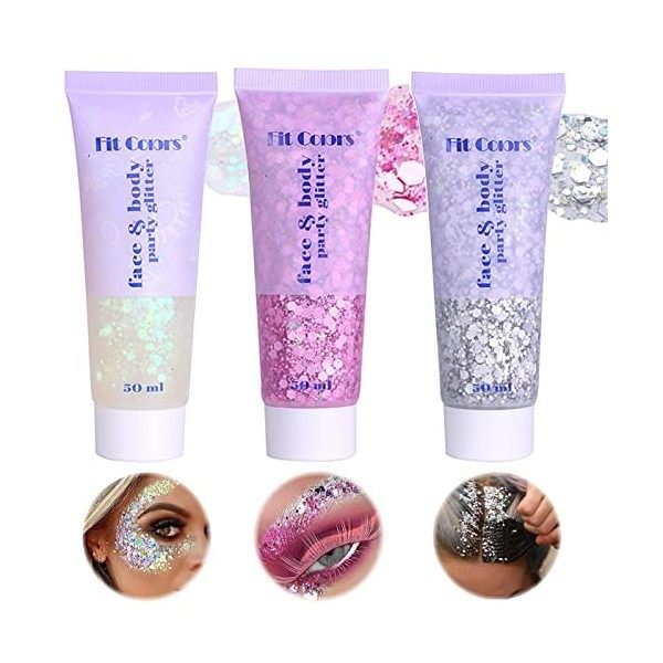 Gel Paillettes Visage,Paillette Cheveux Visage,Maquillage Paillette Paillettes Corps,Sequins Glitter,Paillettes pour Cosmétiq