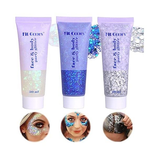 Gel Paillettes Visage,Paillette Cheveux Visage,Maquillage Paillette Paillettes Corps,Sequins Glitter,Paillettes pour Cosmétiq