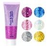 URAQT 3PCS Gel Paillettes Visage, 50ml Paillettes Visage, Maquillage Paillette Paillettes Corps, Paillette Gel Liquide, Merma