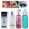 Getervb 3 Pièces Gel Paillettes Visage Festival Body Glitter Gel Paillette Cosmétique Chunky Glitter Liquide Paillette Maquil