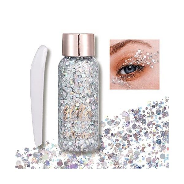 AONAT Body Glitter gel,Paillettes Visage,Mermaid Sequins Body Glitter,Liquide Fard À Paupières Glitter,For Festival Masquerad