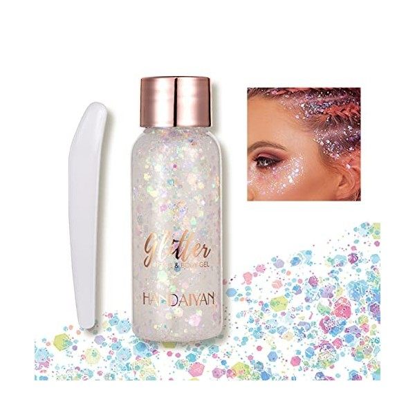 AONAT Body Glitter gel,Paillettes Visage,Mermaid Sequins Body Glitter,Liquide Fard À Paupières Glitter,For Festival Masquerad