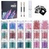 16 Couleurs Paillettes Glitter Chunky,Maquillage Paillettes Glitter Set, Paillettes de Maquillage Cosmétiques pour Festival F