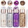 Glitter Body Gel 4 Boîtes Laque Paillette Cheveux Bombe Paillette Cheveux et Corps Paillette Maquillage Gel Paillettes Visage