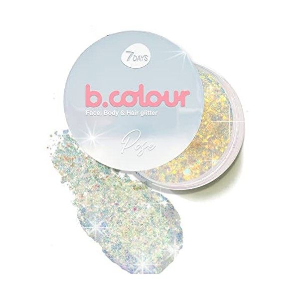 7DAYS Glitter pour le maquillage | Gel scintillant bleu holographique pour les cheveux, les yeux et les lèvres | Glitter Top 