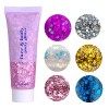 Body Glitter Gel,Liquide Fard à Paupières Glitter Mermaid Sequins Chunky Glitter Sparkling Chunky Body Lotion pour Visage Che