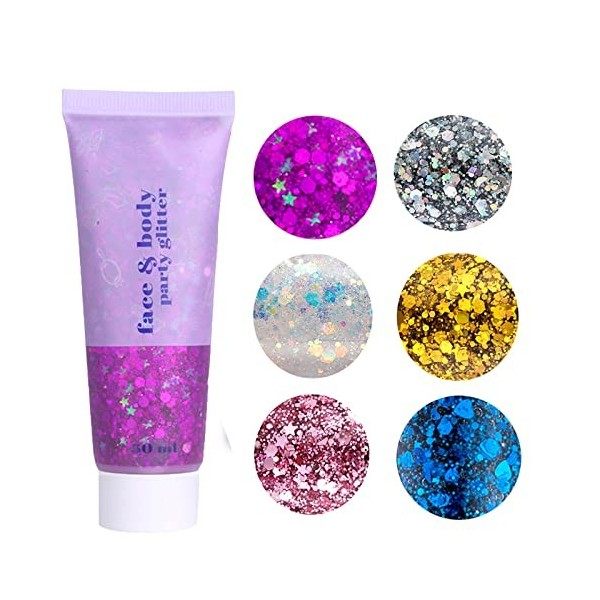 Body Glitter Gel,Liquide Fard à Paupières Glitter Mermaid Sequins Chunky Glitter Sparkling Chunky Body Lotion pour Visage Che