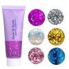 Body Glitter Gel,Liquide Fard à Paupières Glitter Mermaid Sequins Chunky Glitter Sparkling Chunky Body Lotion pour Visage Che