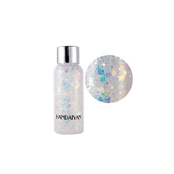 HIROCK Sparkling Chunky Glitter, Mermaid Sequins Body Glitter, Holographic Glitter Liquid Eyeshadow, Festival Glitter for Fac