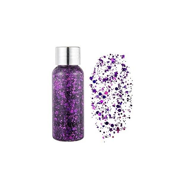 HIROCK Sparkling Chunky Glitter, Mermaid Sequins Body Glitter, Holographic Glitter Liquid Eyeshadow, Festival Glitter for Fac