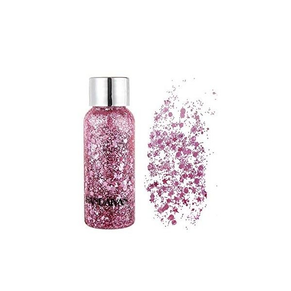 HIROCK Sparkling Chunky Glitter, Mermaid Sequins Body Glitter, Holographic Glitter Liquid Eyeshadow, Festival Glitter for Fac