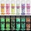 HEMOER 12 Couleurs Lumineuse Paillettes, 120g Fluorescent Paillette pour Visage, Qualité Cosmétique Paillette pour Corps, Che