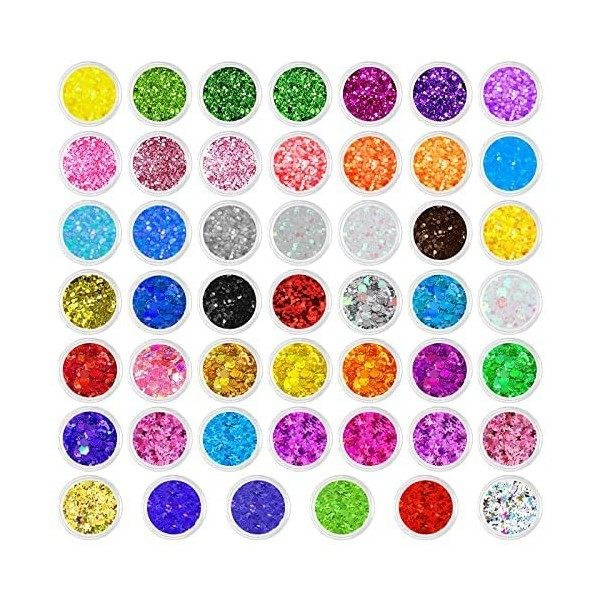 Paillettes 48 Couleurs,Paillettes de Corps,Maquillage Paillettes Set,pour Festival Fête Visage Corps Cheveux et Ongles Paille