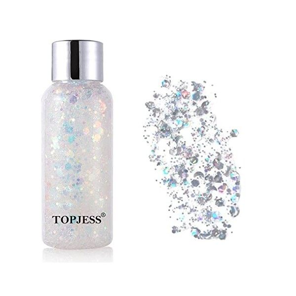 TOPJESS Body Glitter Gel Sirène Paillettes Sparkling Chunky Body Lotion Glitter Liquide Fard À Paupières pour Cosmétique Visa