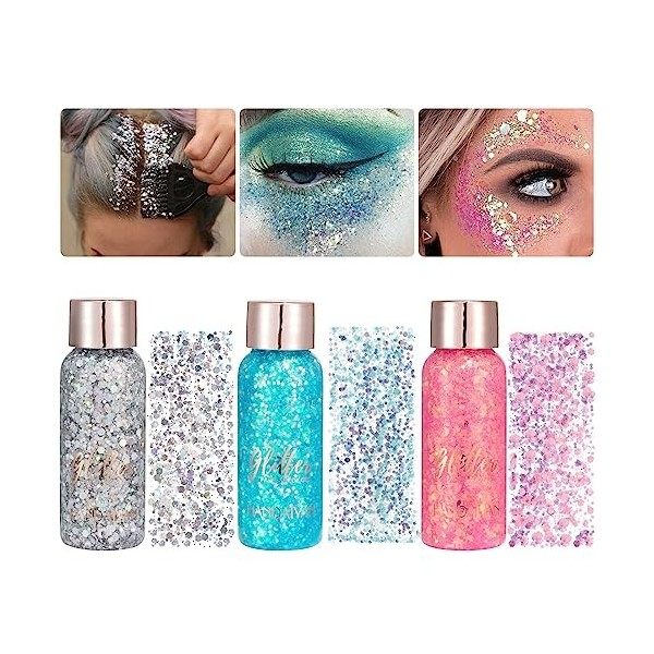 Rihsay 4 Couleurs Paillettes Visage Paillettes Maquillage Carnaval Paillette Corps Liquide Glitter Gel Paillette Festival pou