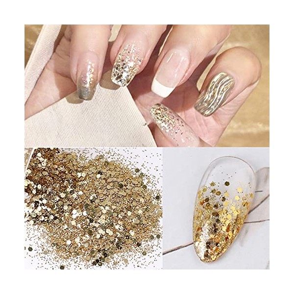 10 Pcs Paillettes Chunky Glitter Sequin Glitter Paillettes de Corps Maquillage pour，Paillettes Ongles Nail Art Set， Paillette