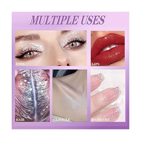 Gel Paillettes Visage,Chunky Body Glitter aux Paillettes Holographiques,Maquillage Paillette Paillettes Corps,Mermaid Sequins