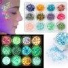 Fluorescent Paillette,Lumineuse Paillettes Gel,Lumineuse Paillettes Visage Festival Gel,12 Couleurs Maquillage Paillettes Set