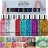 9 pcs Body Glitter Gel, Sirène Paillettes Chunky Glitter Visage Cheveux Ongles Lèvres Glitter Gel Durable Mousseux Lotion Gli