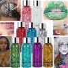 9 pcs Body Glitter Gel, Sirène Paillettes Chunky Glitter Visage Cheveux Ongles Lèvres Glitter Gel Durable Mousseux Lotion Gli