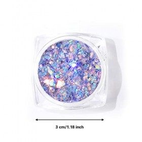 16 Couleurs Lumineuse Paillettes,Poudre Pailletée Maquillage Holographiques et Flocons de Ongles,Paillettes de Corps Maquilla