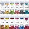 JEMESI Holographique Grosses Paillettes, 100g Turquoise Sequins Glitter, Paillettes pour Visage, Corps, Cheveux, Résine Epoxy