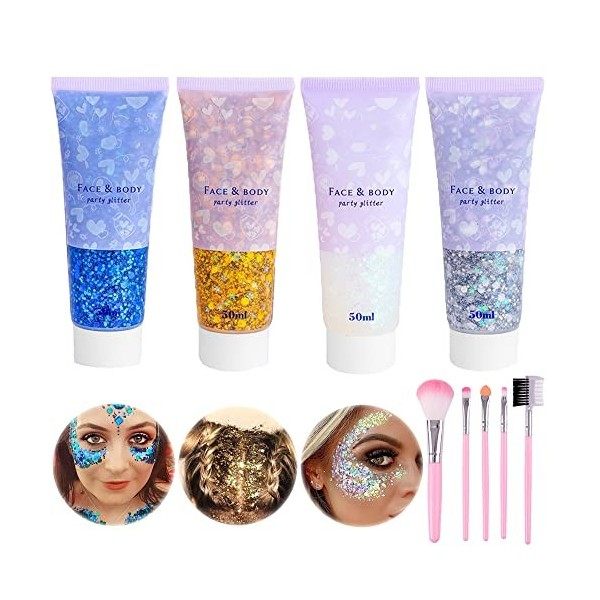 Lucktao 7 Boites de Maquillage Paillettes Set,Gel Paillettes Visage,Body Glitter, Sequins Glitter,Sirène Paillette,Paillette 