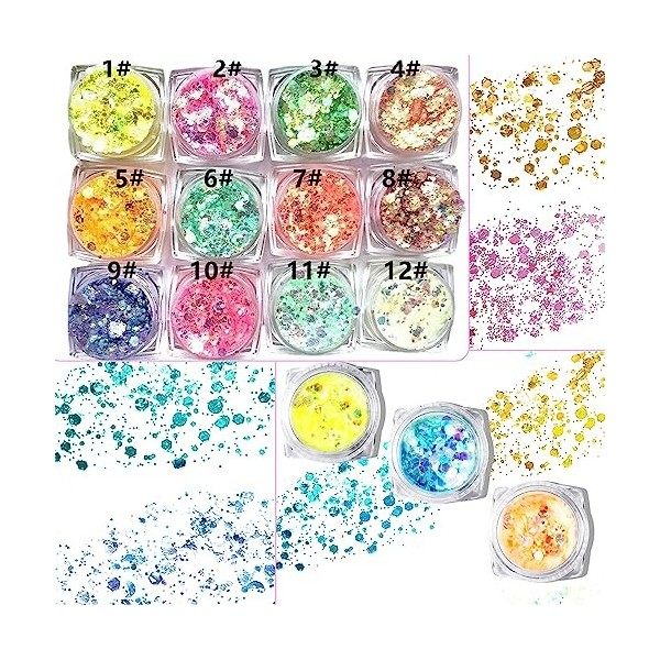 Lumineuse Paillettes Visage Festival Gel,15 Couleurs Maquillage Paillettes Glitter,Holographique Paillettes Set,Paillettes De