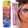 leryveo Gel Scintillant pour Femme - Corps Paillettes Gel Ongles Cheveux Visage Flash Ombre À Paupières Paillettes - Glitter 