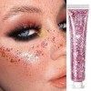 leryveo Gel Scintillant pour Femme - Corps Paillettes Gel Ongles Cheveux Visage Flash Ombre À Paupières Paillettes - Glitter 