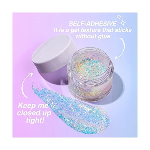 Gel Paillettes Visage,Chunky Body Glitter aux Paillettes Holographiques,Sirène Paillettes,Mermaid Sequins Body Glitter pour V