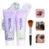 3 Pièces Paillettes Visage,Pailette Makeup Festival Paillette Visage Chunky Glitter Gel Liquide Glitter Body Gel Chunky Glitt