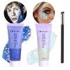 WishesMar 2 Pièces Bleu Argent Gel Paillettes Visage Body Glitter Maquillage Festival Paillette pour Corps Cheveux - Gel Scin