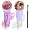 WishesMar 2 Pièces Bleu Argent Gel Paillettes Visage Body Glitter Maquillage Festival Paillette pour Corps Cheveux - Gel Scin