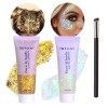 WishesMar 2 Pièces Bleu Argent Gel Paillettes Visage Body Glitter Maquillage Festival Paillette pour Corps Cheveux - Gel Scin