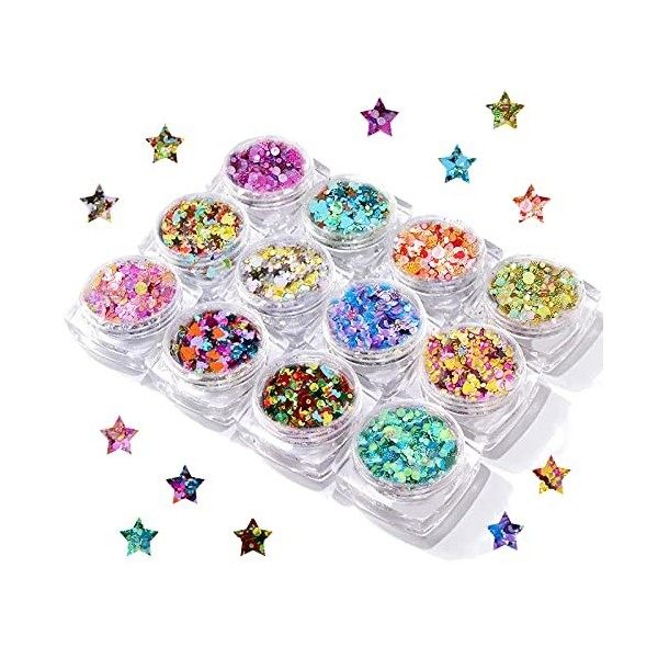 12 Couleurs Body Glitter Gel Set Paillettes Holographiques Longue Paillettes ColoréEs DuréE AdaptéEs Aux Ongles Du Visage Yeu