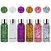 Aicharynic Lot de 6 boîtes de gel pailleté pour le visage à paillettes, pour le corps, le maquillage, les ongles, le maquilla