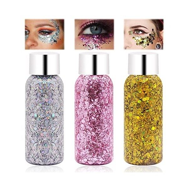 Sirène Paillettes Chunky Glitter Liquide, Ensemble de Paillettes de Gel Pour le Corps,Gel Chunky Holographique Paillettes,Les