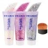 lifcasual 3 Couleurs Paillettes Visage, Paillette Gel Liquide pour Corps Visage Cosmétique Fard À Paupières Yeux Sourcils Che