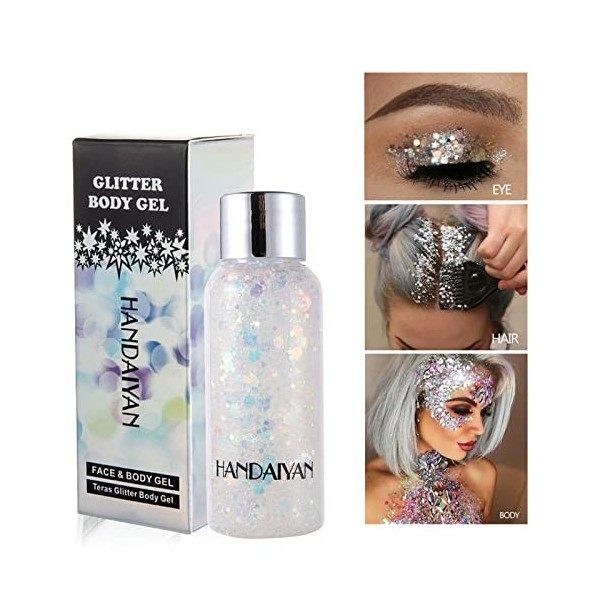 LuckNest Paillette Glitter Gel Mermaid Sequins Chunky Glitter Liquide Fard à Paupières Sparkling Paillettes Pour Corps,Visage